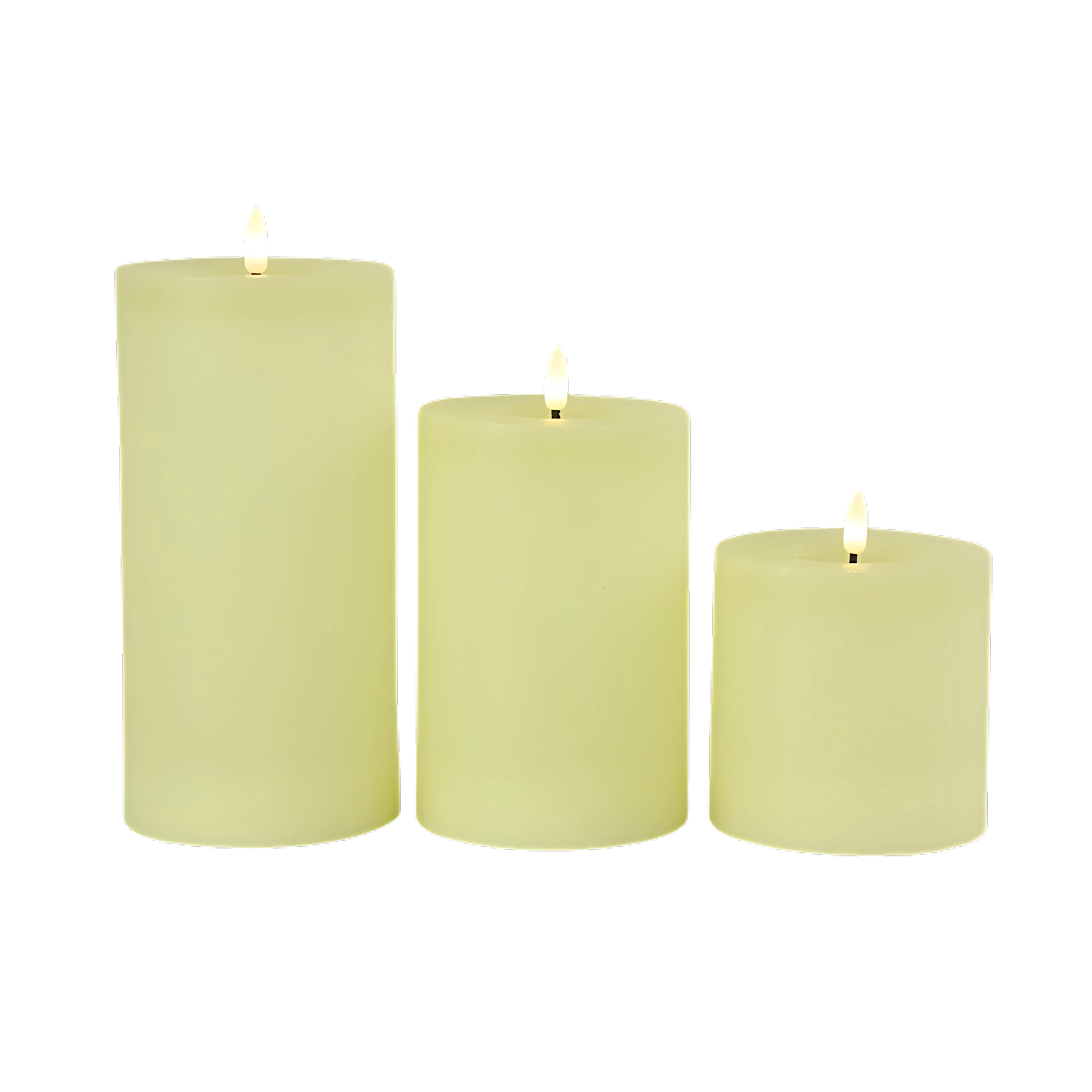 SET van 3 Stompkaarsen No. 7.5 - Rustiek - Creme - S/M/L