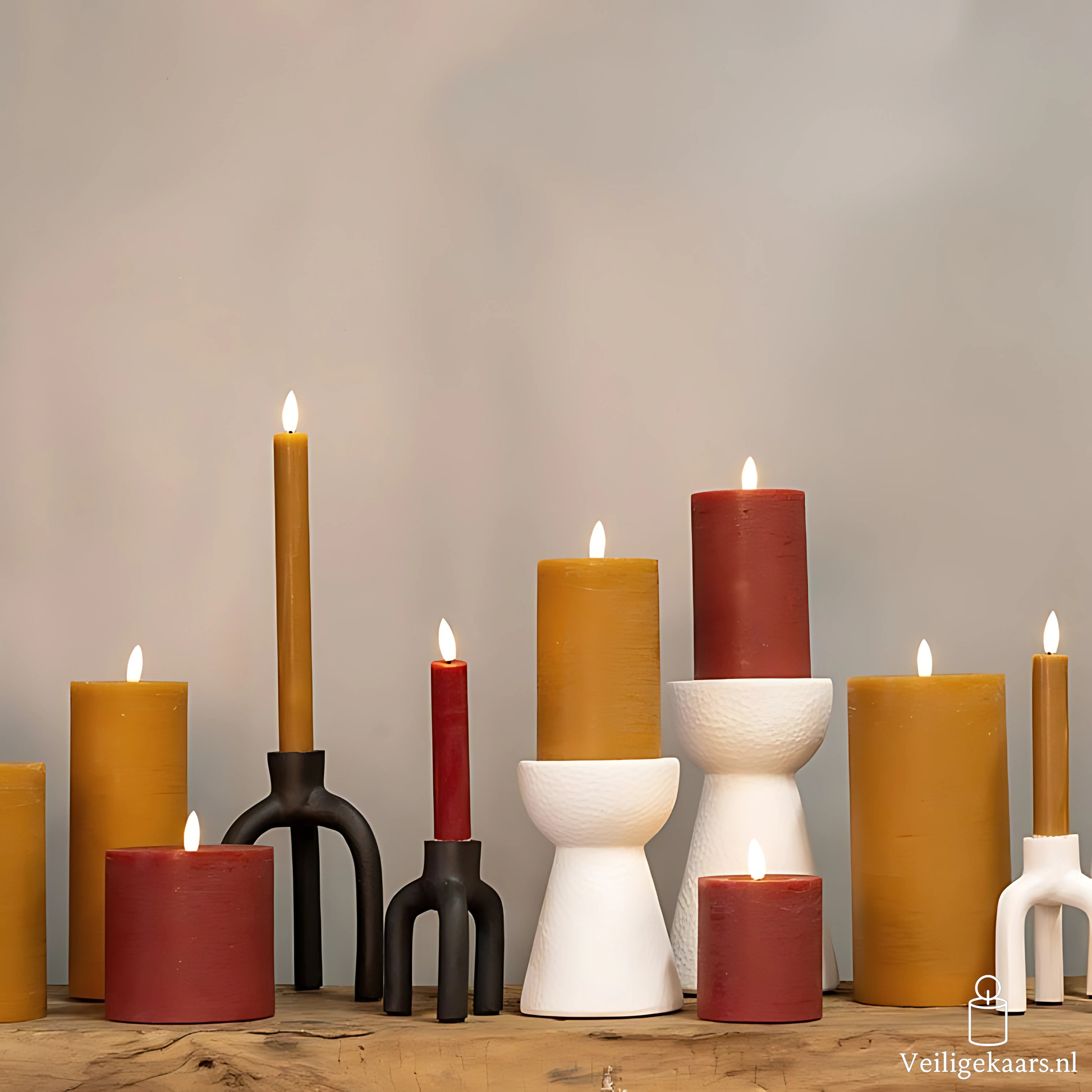 Dinerkaarsen 2 stuks - Rustiek - Amber - Groot