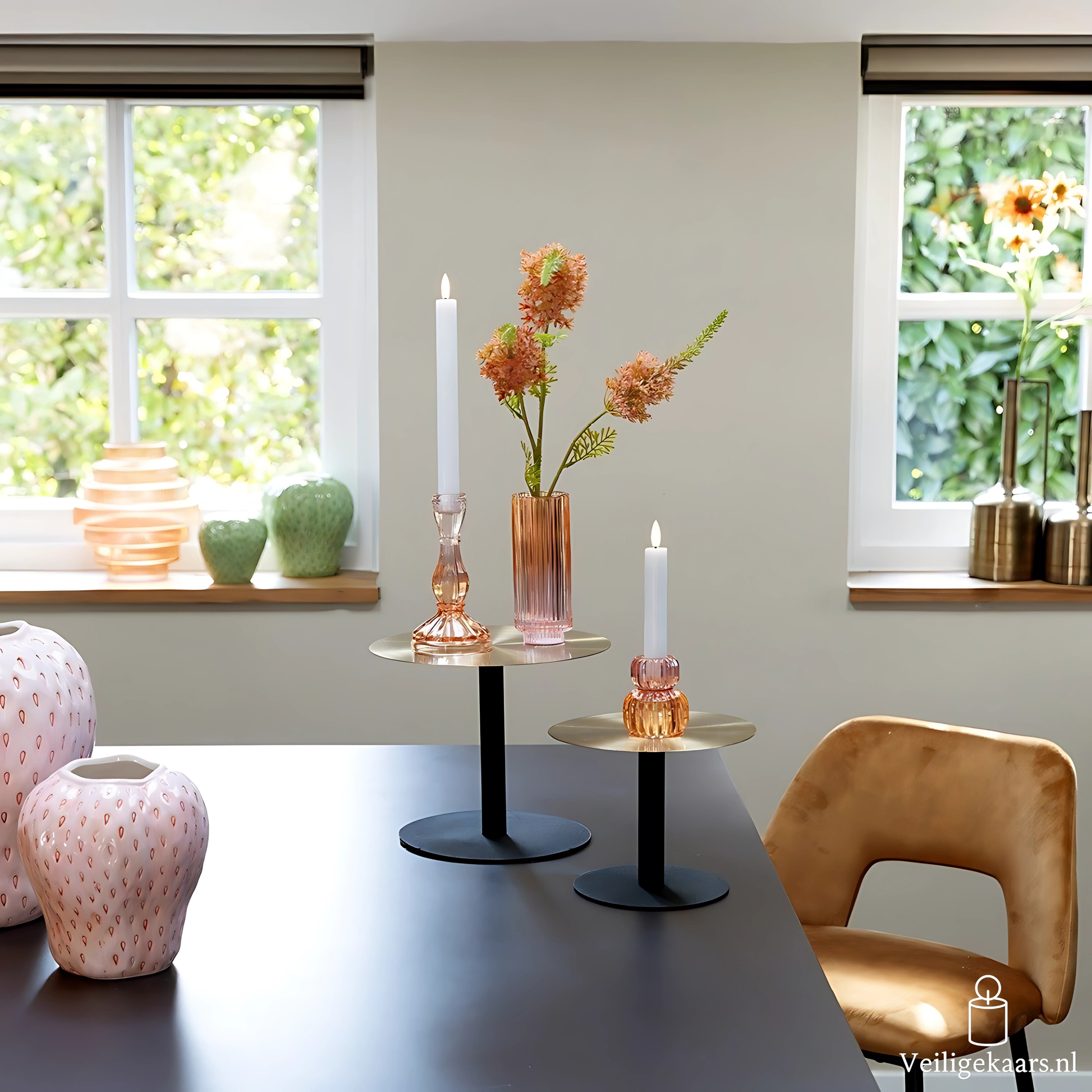 Dinerkaarsen 2 stuks - Rustiek - Wit - Groot