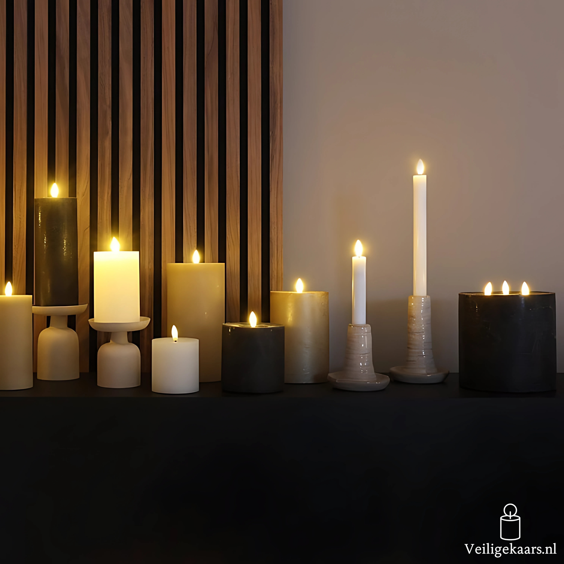 Dinerkaarsen 2 stuks - Rustiek - Wit - Groot