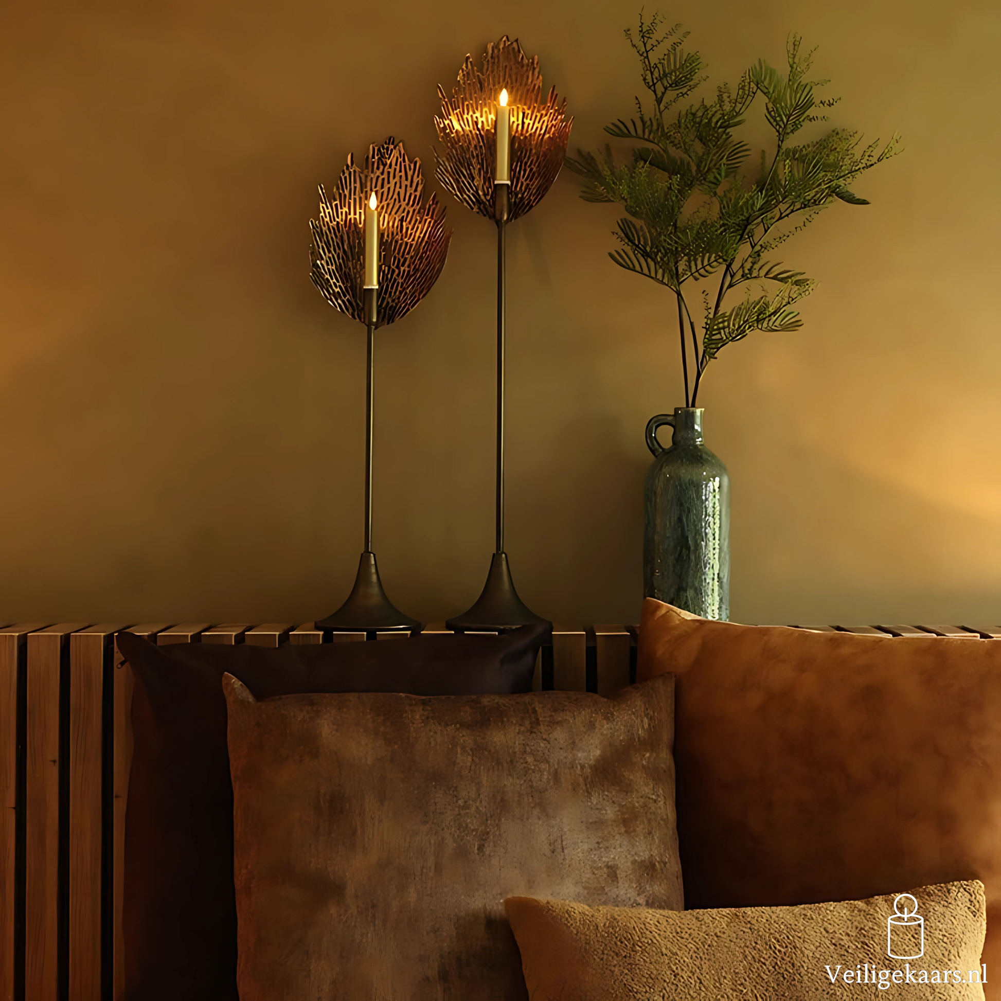 Dinerkaarsen 2 stuks - Rustiek - Goud - Klein