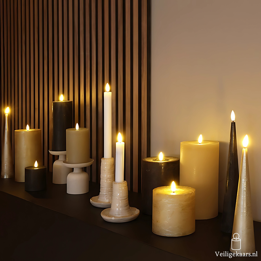 Dinerkaarsen 2 stuks - Rustiek - Wit - Groot