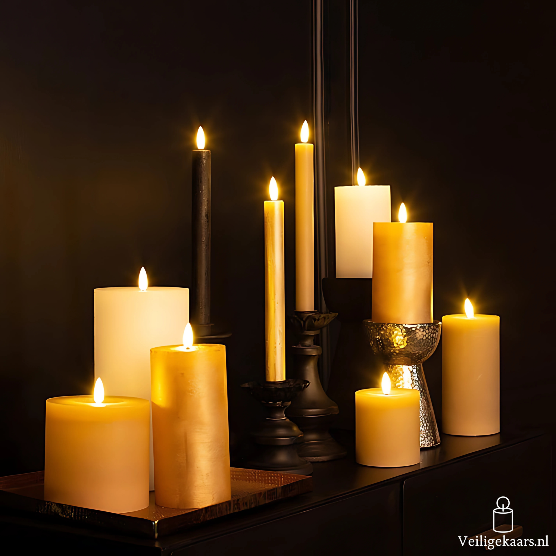 Dinerkaarsen 2 stuks - Rustiek - Creme - Groot