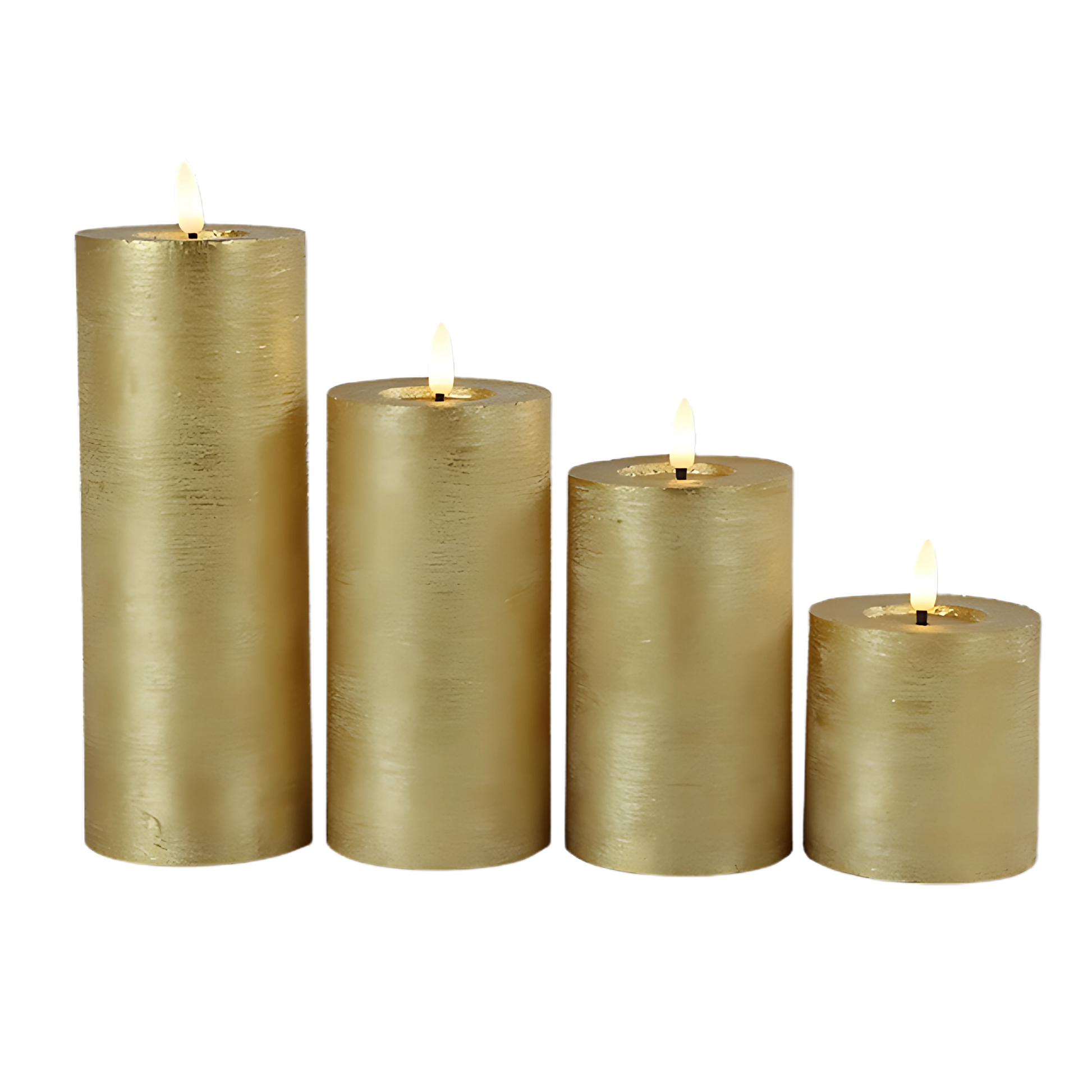 SET van 3 Stompkaarsen No. 7.5 - Rustiek - Goud - S/M/L