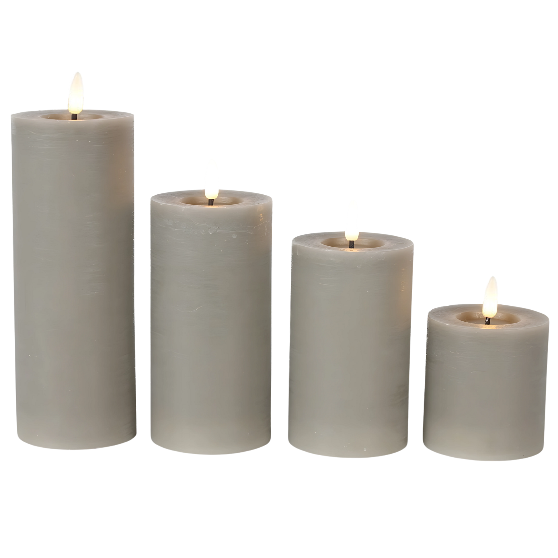 SET van 3 Stompkaarsen No. 7.5 - Rustiek - Grijs - S/M/L