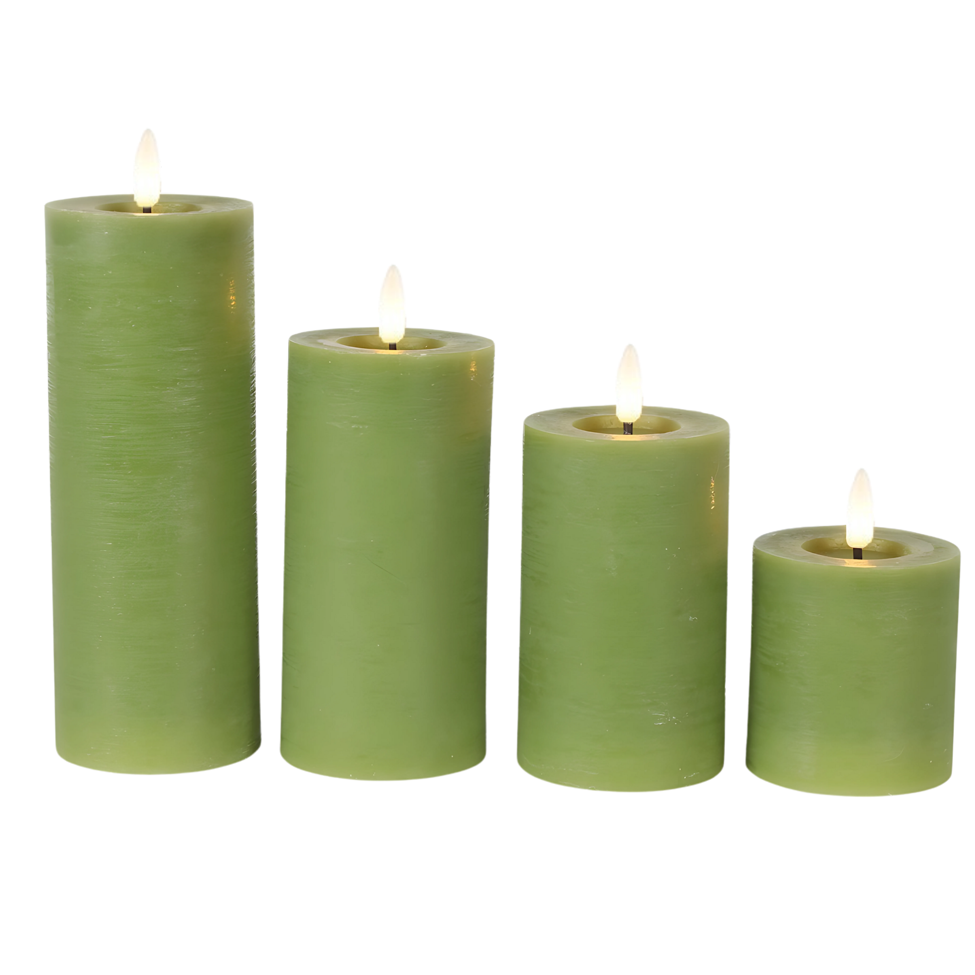 SET van 3 Stompkaarsen No. 7.5 - Rustiek - Groen - S/M/L