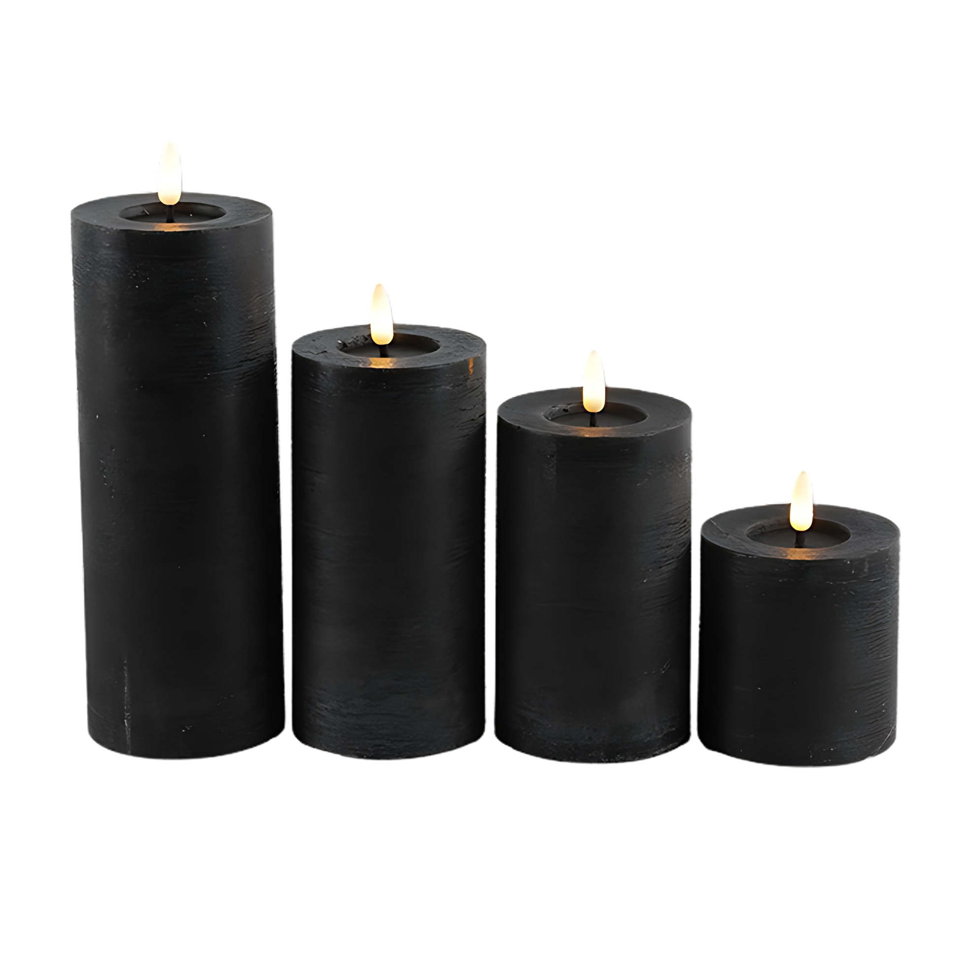 SET van 3 Stompkaarsen No. 7.5 - Rustiek - Zwart - S/M/L